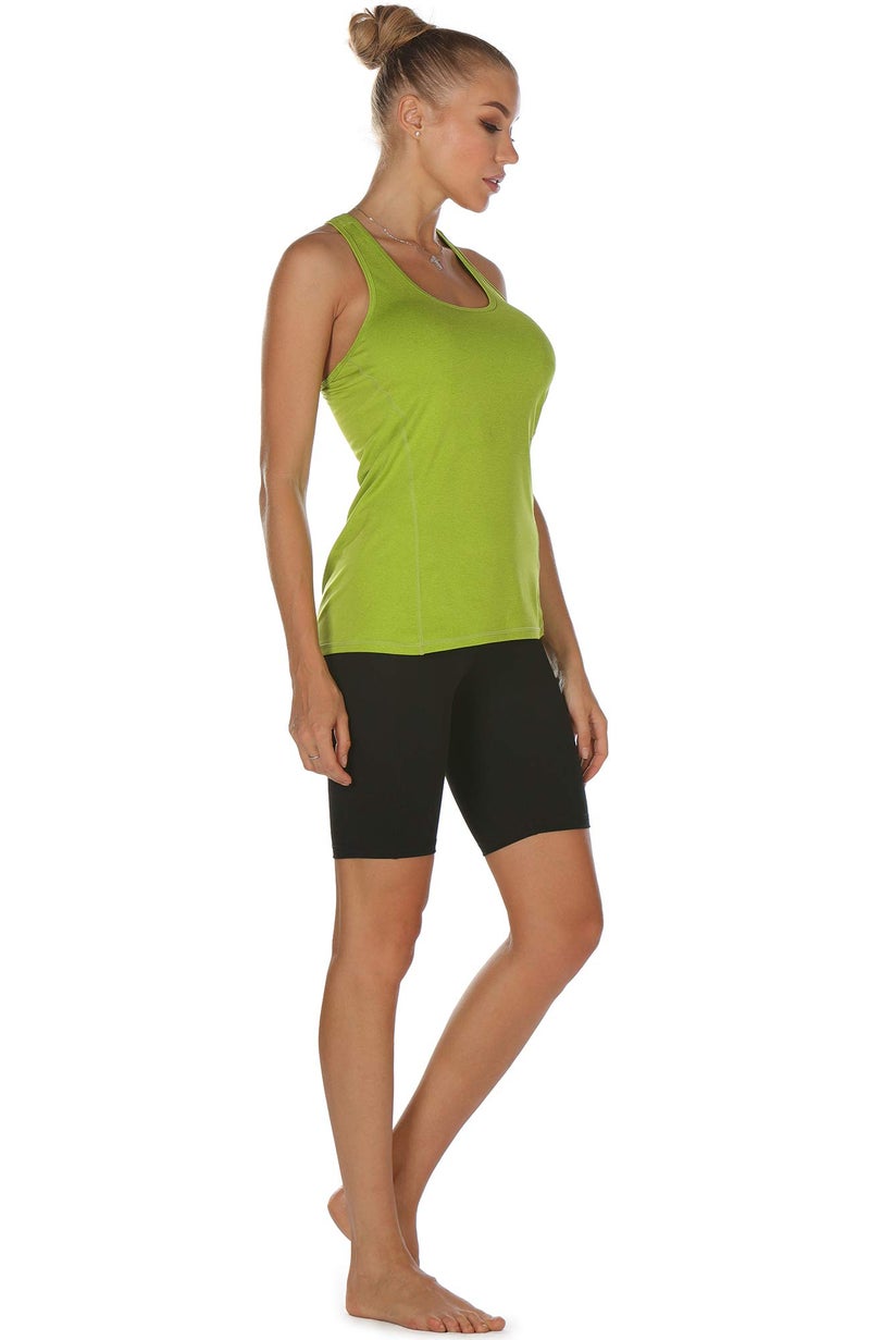 icyzone Workout Tank Tops for Women - Racerback Athletic Yoga Tops, Running Exercise Gym Shirts(Pack of 3) (S, Ombre Blue/Spectra Yellow/Green Glow) - Image 3